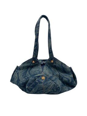 Versace Blue Denim Protea Tote Bag